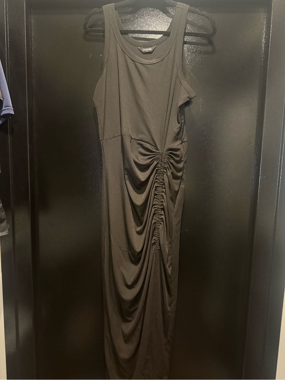Sleeveless Ruched Maxi Dress in Black